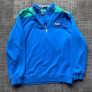 Vineyard vines quarters zip blue and green large